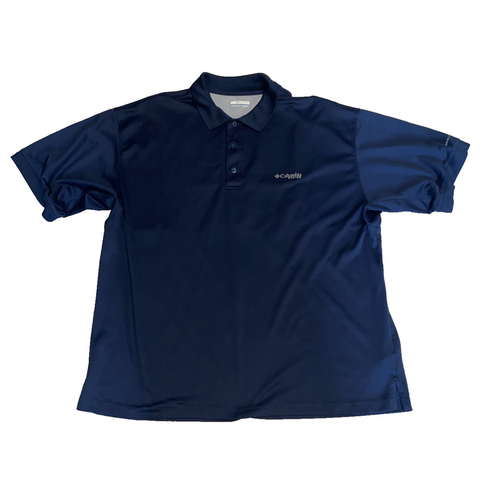 Columbia PFG Short Sleeve Polo Shirt Men's Size XXL Blue Performance Golf Sporty